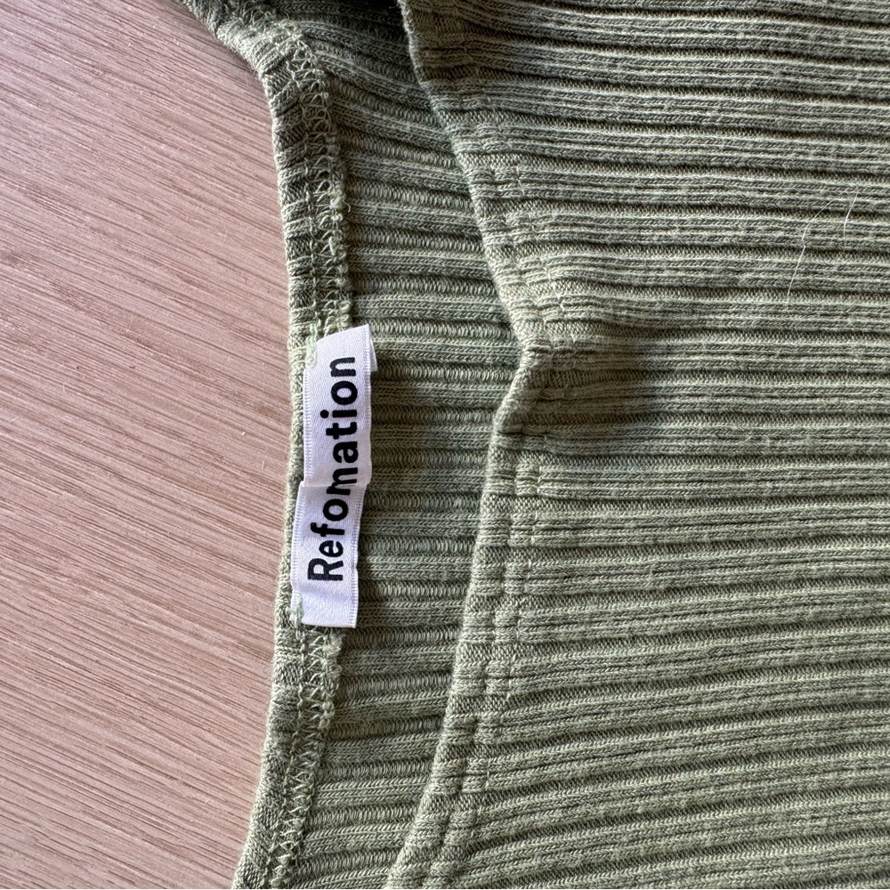 Reformation Olive Ribbed Sleeveless Top - Picture 3 of 3